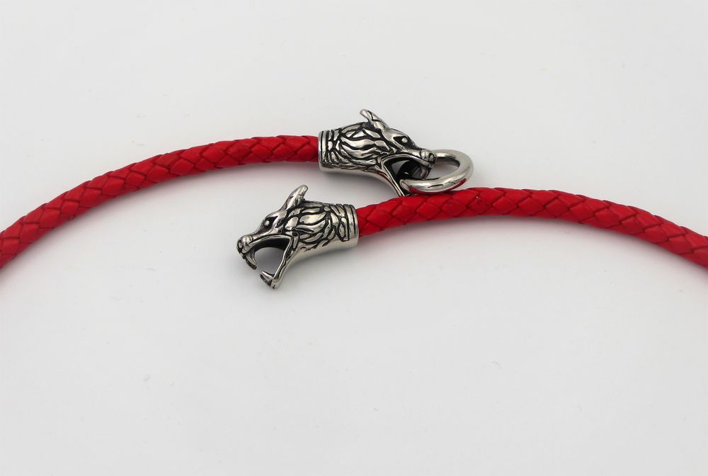 Collier Viking Homme En Cuir Tressé Avec Pendentif Loup Odin Et Marteau Mjölnir – 4 Longueurs, 5 Finitions