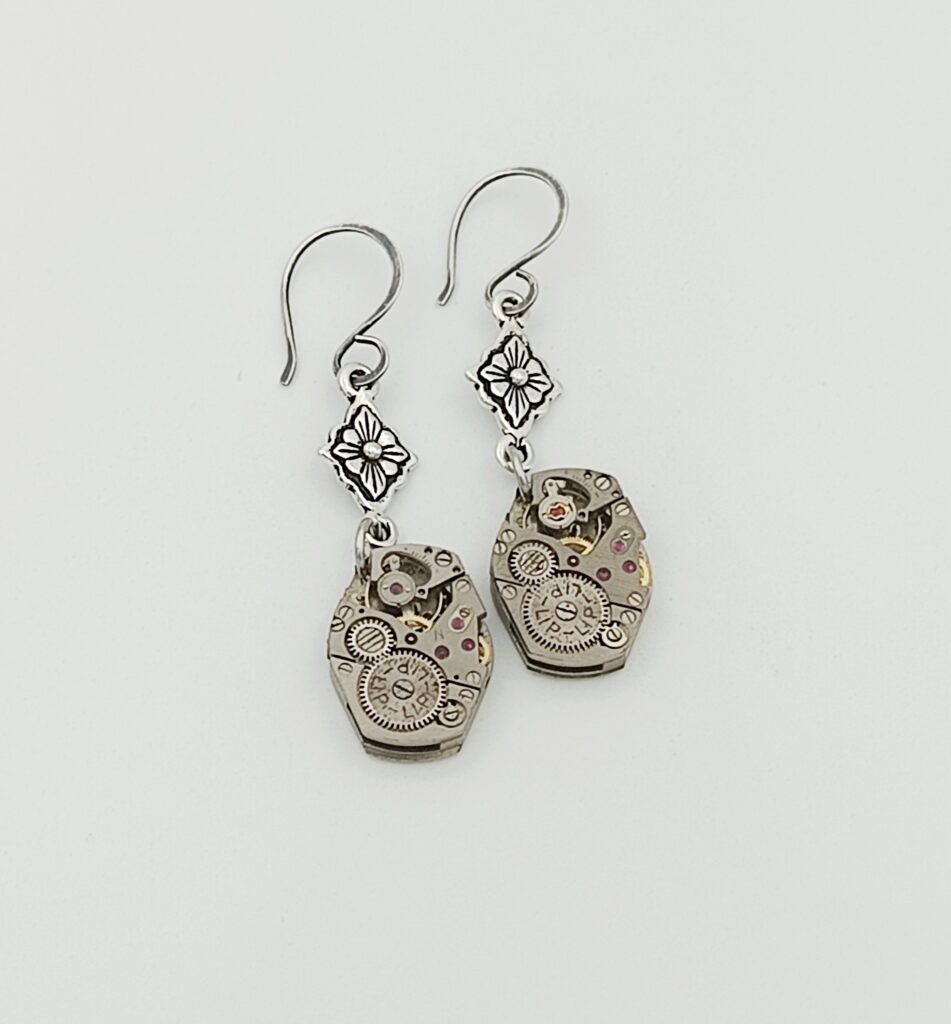 Boucles d'oreilles argent mécanisme montre LIP
