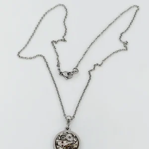 Collier acier mécanisme montre suisse