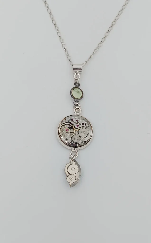 Collier argent prasiolite mécanisme montre