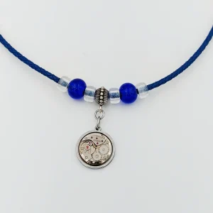 Collier cuir verre Murano rubis montre
