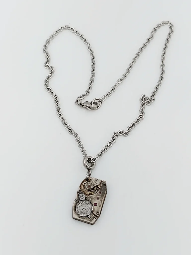 Collier homme acier inoxydable mécanisme montre