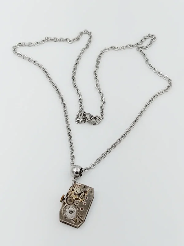 Collier inox homme mécanisme montre