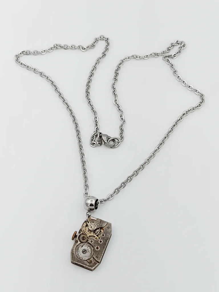Collier inox homme mécanisme montre