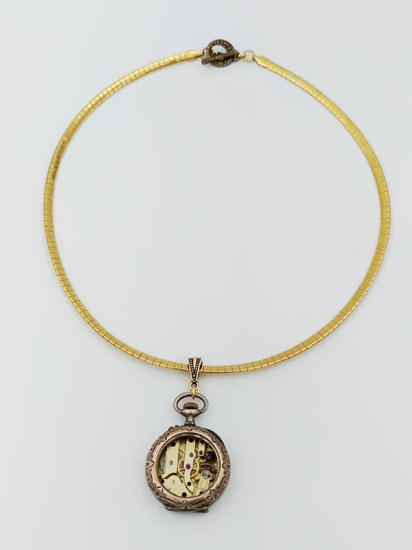 Collier jonc or vermeil mécanisme montre