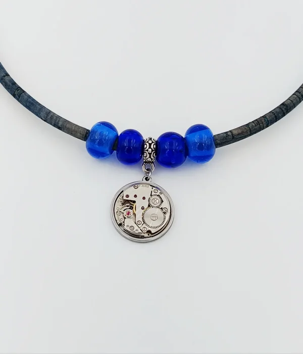 Collier liège perle Murano rubis montre